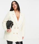 In The Style Plus X Perrie Sian Boxy Blazer In Cream-white