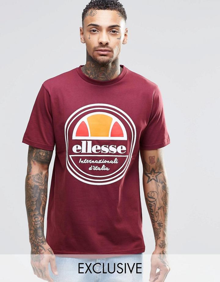 Ellesse T-shirt With Circle Logo - Burgundy