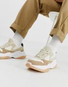 Asos Design Sneakers In Stone And Gum With Chunky Sole - Stone