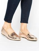New Look Leather Metallic Loafer - Pink