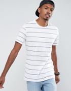 Pull & Bear T-shirt In White And Navy Stripe - White