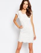 Vila Cutwork Lace Body-conscious Dress - Snow White