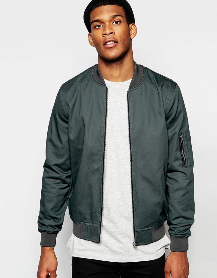 Asos Bomber Jacket In Gray - Gray