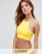 Missguided High Neck Scallop Bikini Top - Yellow