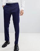 Moss London Skinny Suit Pants In Flannel Check - Blue