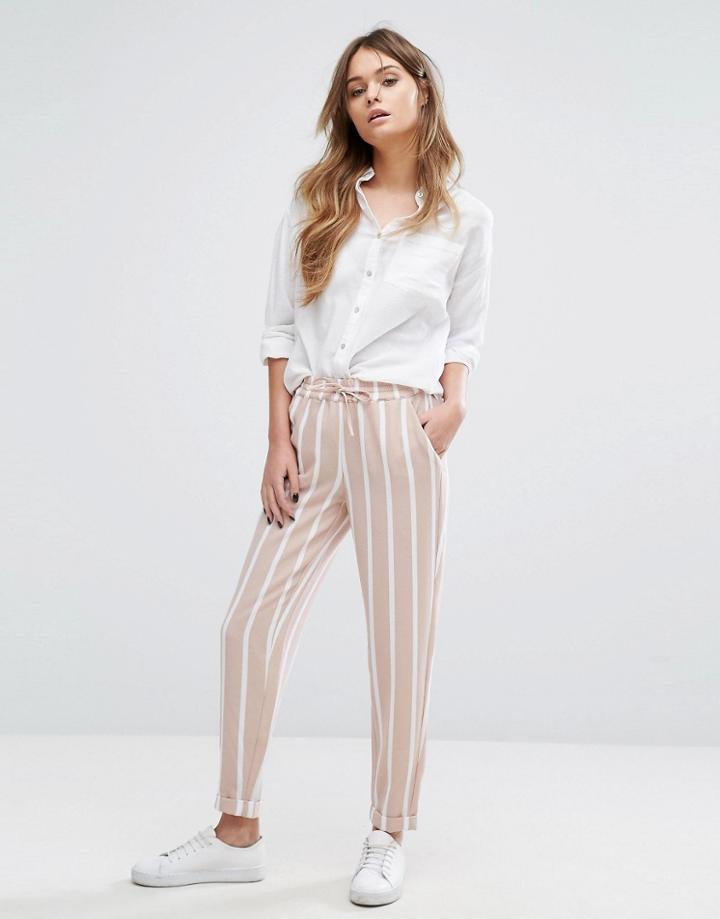 Only Striped Relaxed Tailored Pants - Pink