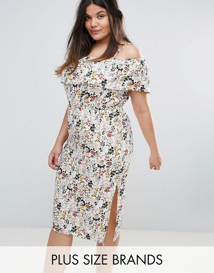 Rage Plus Cold Shoulder Midi Dress - Multi