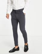 Asos Design Crop Super Skinny Smart Pants In Charcoal-gray