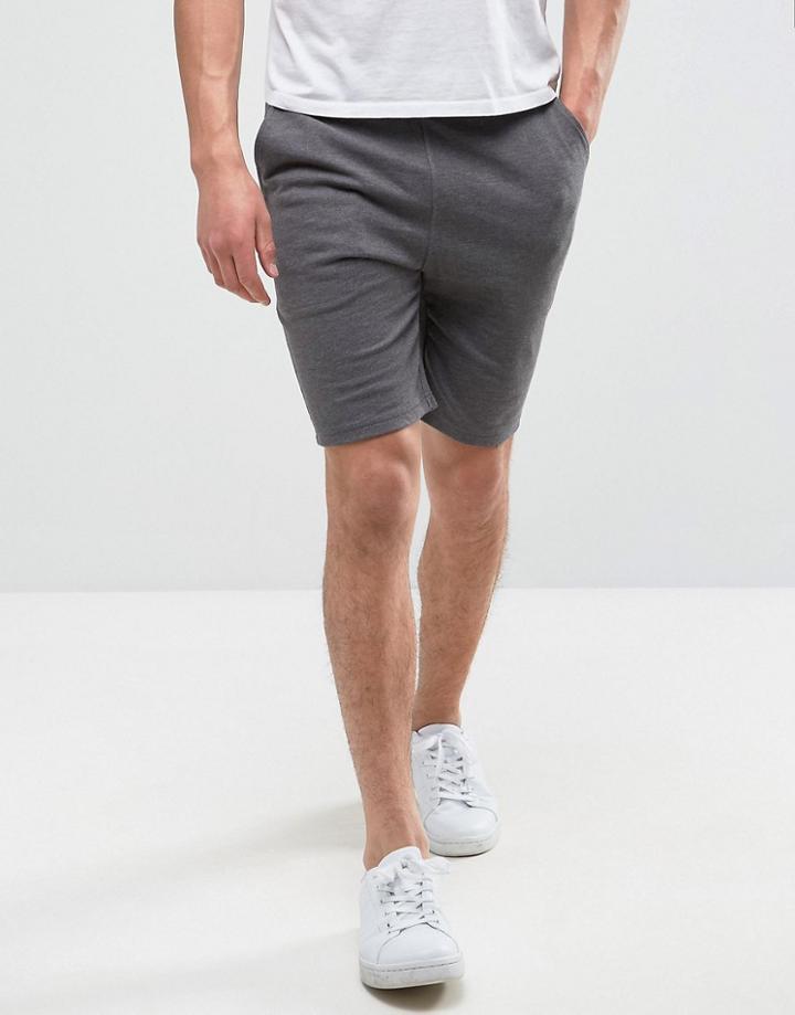 Asos Skinny Jersey Shorts In Charcoal Marl - Gray