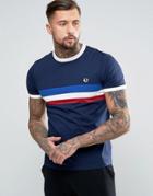 Fred Perry Chest Panel T-shirt In Navy - Navy