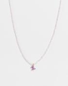 Designb Ditsy Beaded Necklace With Butterfly Charm-white