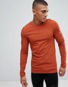 Asos Extreme Fitted Fit Long Sleeve T-shirt With Crew Neck - Brown
