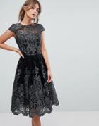 Chi Chi London Premium Lace High Low Dress - Black