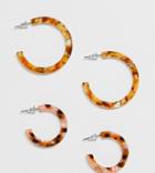 Reclaimed Vintage Tort Hoop Earring 2 Pack - Multi