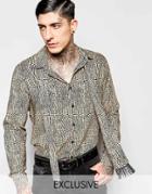 Reclaimed Vintage Reptile Shirt With Neck Scarf - Tan