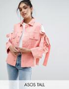 Asos Tall Jacket With Bow Cold Shoulder - Pink