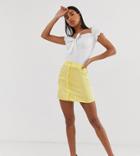 Reclaimed Vintage Inspired Satin Mini Skirt With Button Front - Yellow
