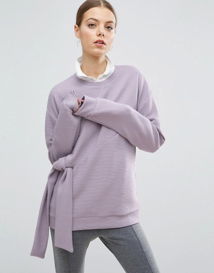 Asos Sweatshirt With Knot Detail And Textured Sweat - Purple