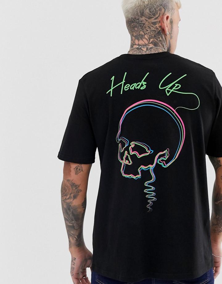 Bolongaro Trevor Skull Neon Back Embroidery T-shirt-black