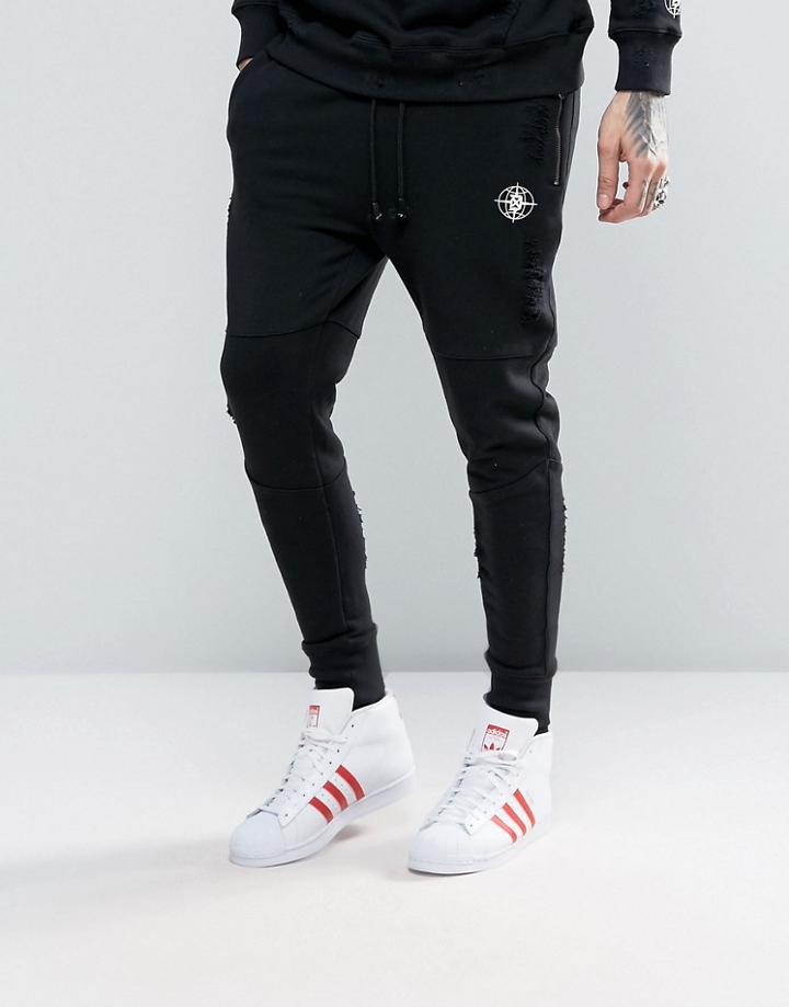 Dxpe Chef Logo Joggers With Distressing - Black