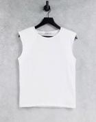 Stradivarius Round Neck Shoulder T-shirt In White