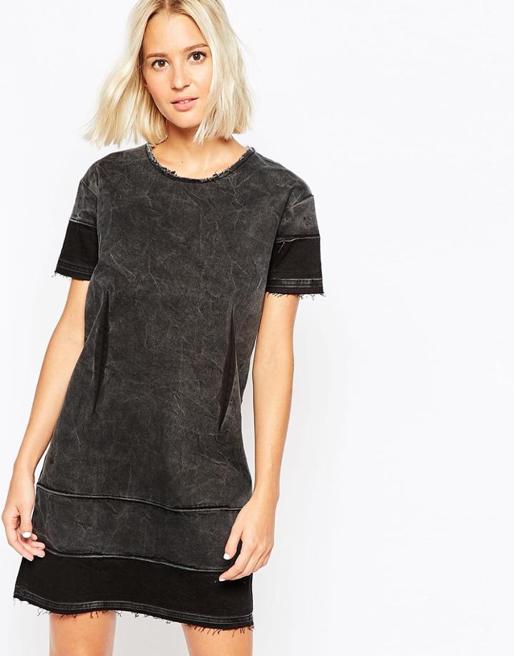 Cheap Monday Raw Edge Denim T-shirt Dress - Black