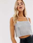 Asos Design Chain Mail Cropped Cami-silver