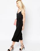 Asos Jumpsuit With Cami Straps And Culotte Leg - Black