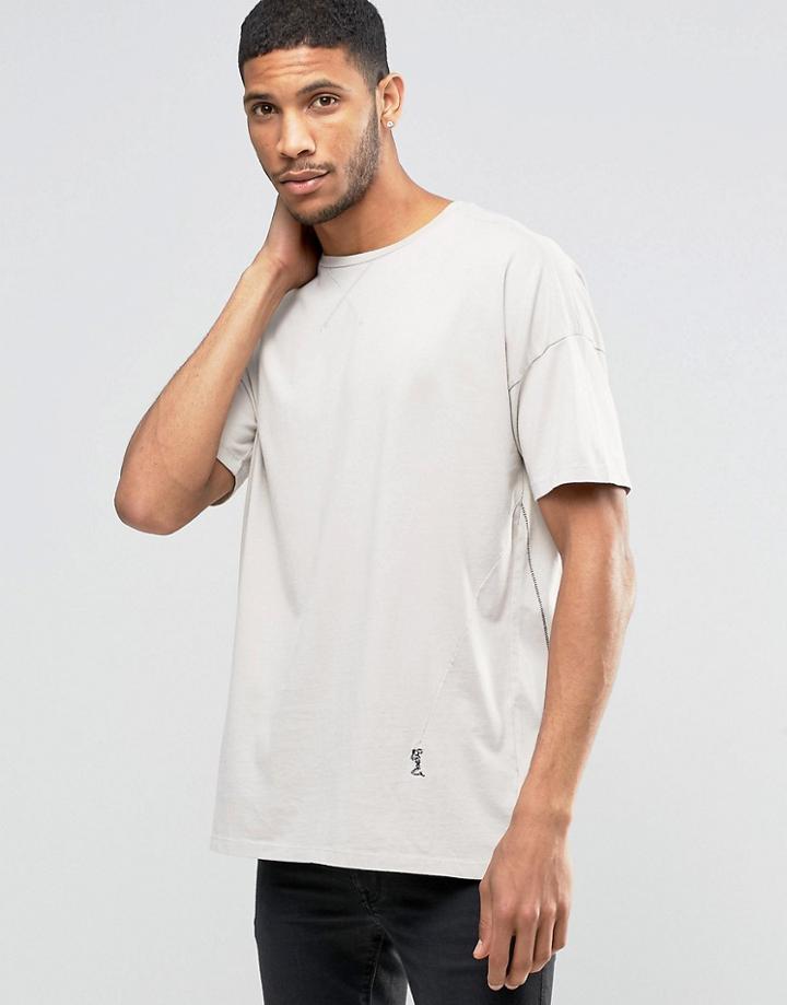 Religion Crew Neck T-shirt With Oversized Drop Shoulder Detail - Quicksilver