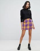 Prettylittlething Check Wrap Mini Skirt - Multi