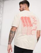 Topman Oversized T-shirt With Phone Snake Back Print In Stone-neutral