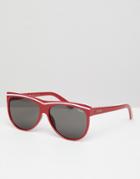 Quay Australia Hollywood Nights Stripe Cat Eye Sunglasses - Red