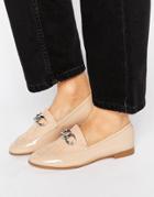 London Rebel Silver Chain Trim Flat Shoe - Beige