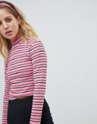 Nobody's Child Long Sleeve Crop Top-pink