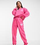 Missguided Petite Good Vibes Sweatpants In Bright Pink - Part Of A Set