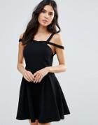 Oh My Love Double Strap Skater Dress - Black