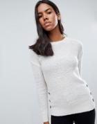 Brave Soul Medlock Mohair Sweater With Side Button Plackets - Brown