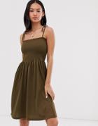 Pieces Smock Cami Dress-beige