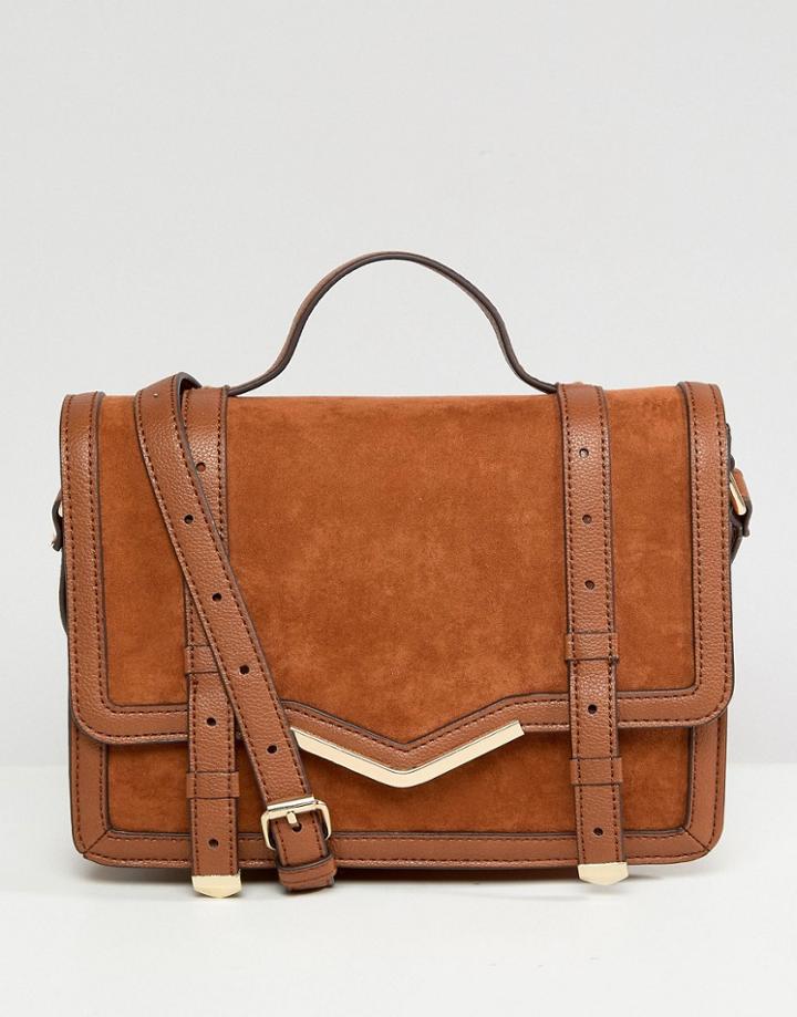 Asos V-bar Structured Satchel Bag - Tan
