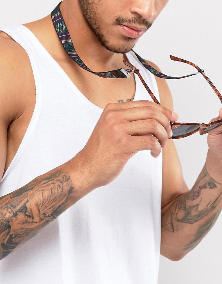 Asos Sunglasses Strap In Geo-tribal Design - Multi