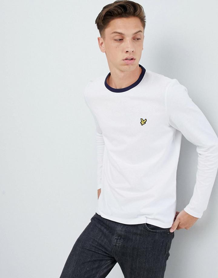 Lyle & Scott Long Sleeve Logo Ringer T-shirt In White - White
