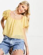 Skylar Rose Textured Scoop Neck Blouse In Yellow