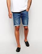 Asos Denim Short In Super Skinny Mid Length
