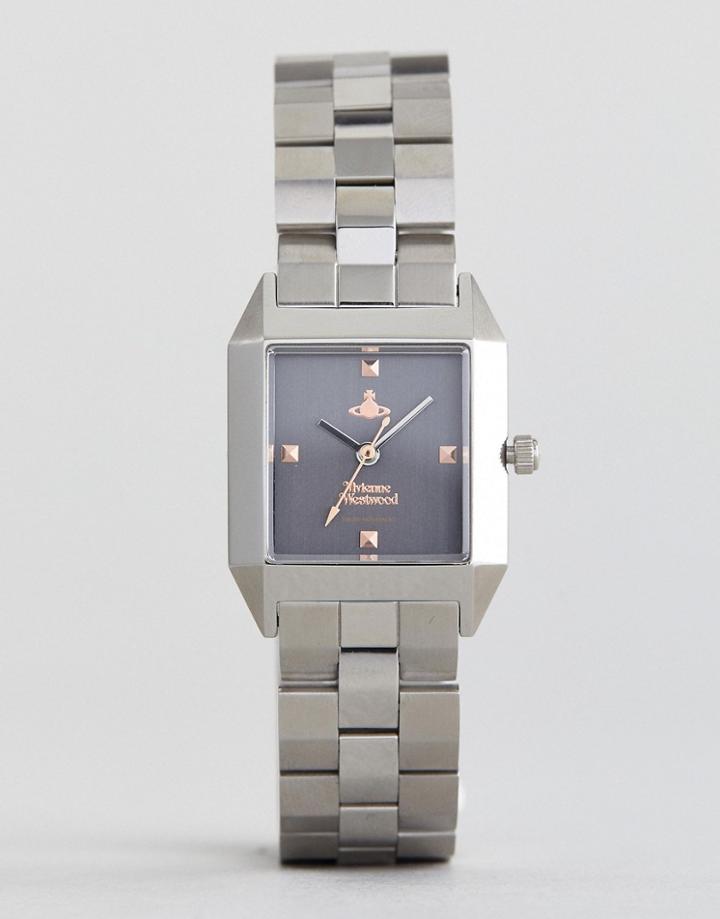 Vivienne Westwood Vv143gysl Square Bracelet Watch In Silver - Silver
