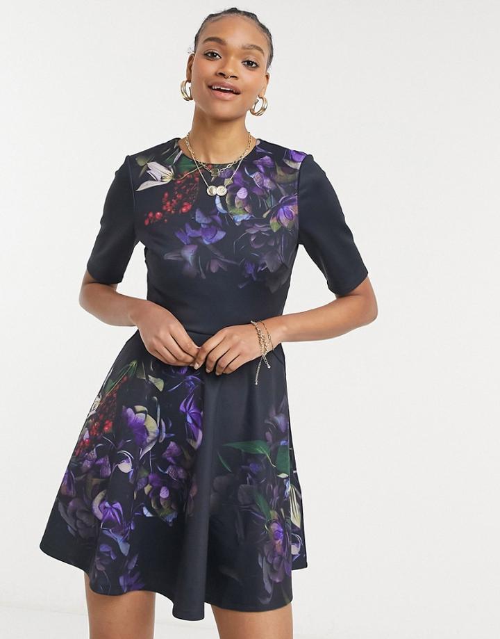 Ted Baker Alephie Pomegranate Skater Dress In Navu-navy
