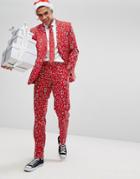 Oppo Suits Suit + Tie In Xmas Print - Red