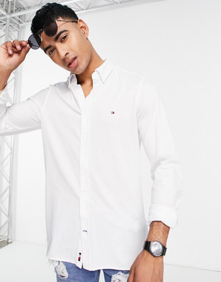 Tommy Hilfiger 1985 Icon Logo Slim Fit Pique Shirt Slim Fit In White