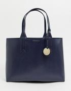 Emporio Armani Leather Tote Bag - Navy