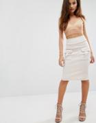 Hot! Mess High Waist Pencil Skirt With Pocket Detail - Stone