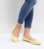 Asos Design Latch Wide Fit Pointed Ballet Flats-yellow